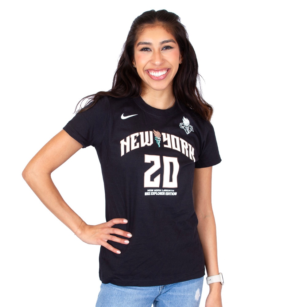 Ducks Spirit, Nike, Black, Crew Neck, Cotton, Women, Basketball, Core, WNBA, 2025, New York Liberty, #20, Sabrina, T-Shirt, 952552